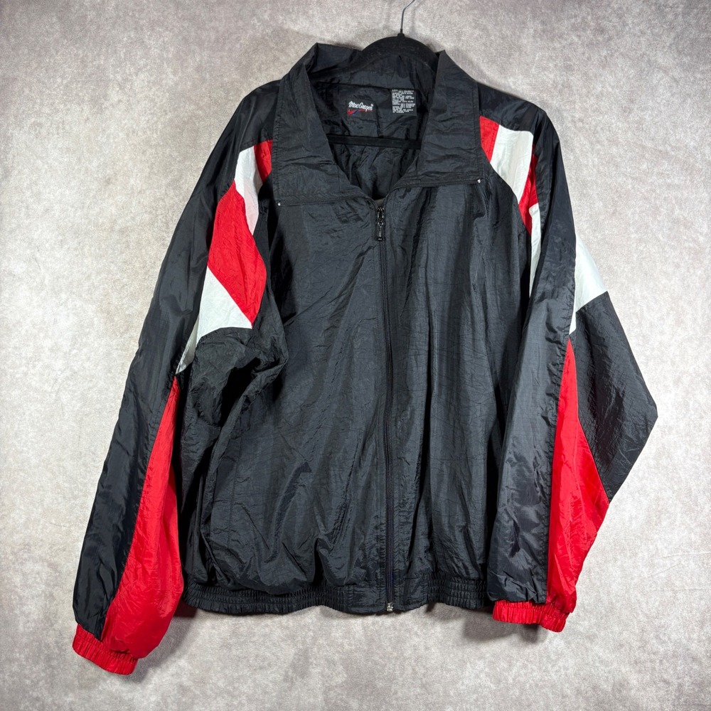 MacGregor Windbreaker Mens Size XL Black Colorblock Track Jacket Retro 90s Sport